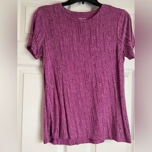 Nine West soft spun size small purple patterned short sleeve